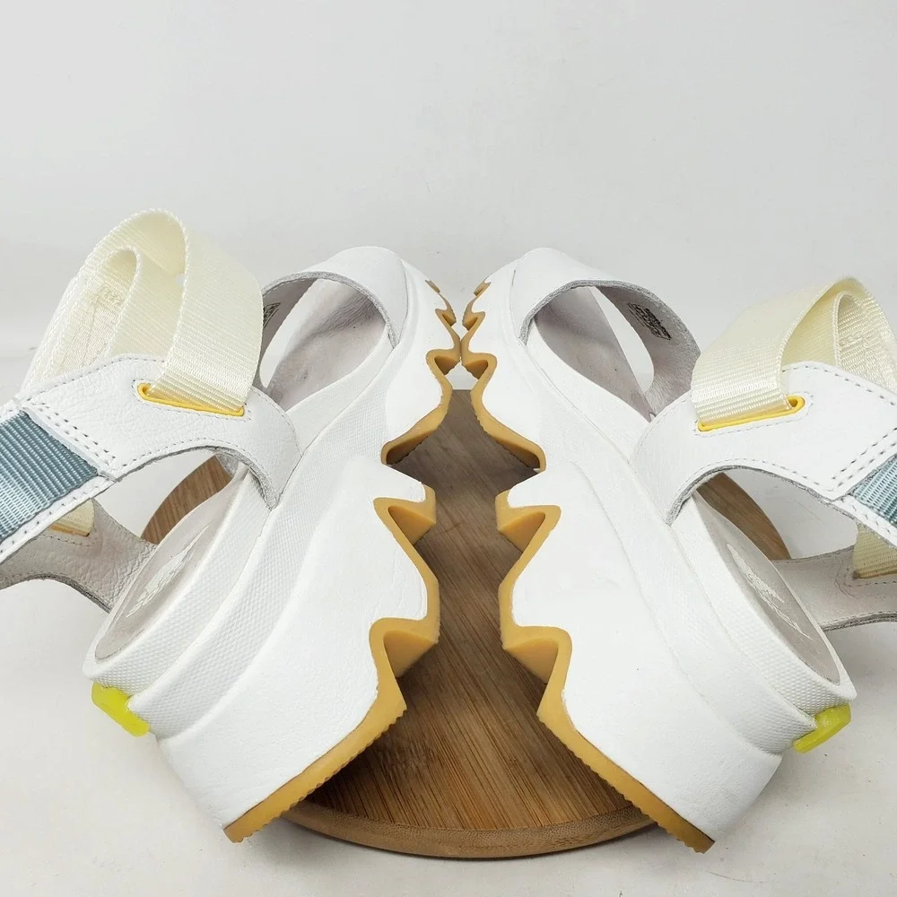 Sorel Kinetic Impact Y Sandals Womens 8 White Leather Y-Strap High Chunky Shoes - Picture 8 of 12